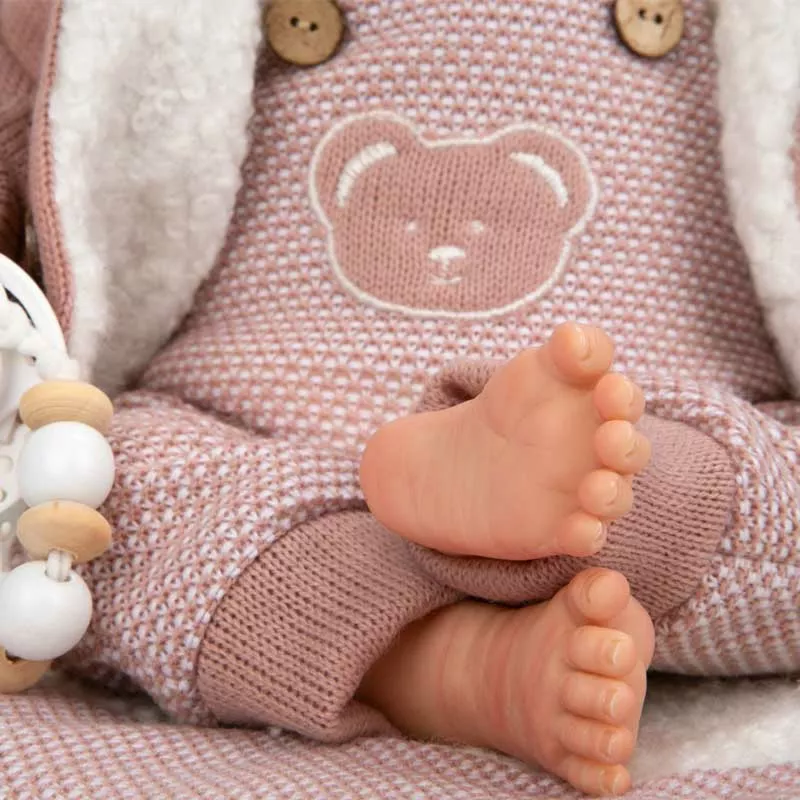 Doll baby Jade with a pink knitted costume and diaper, realistic weight - 40 cm