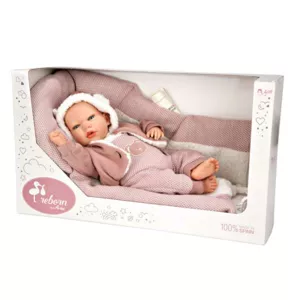 Doll baby Jade with a pink knitted costume and diaper, realistic weight - 40 cm