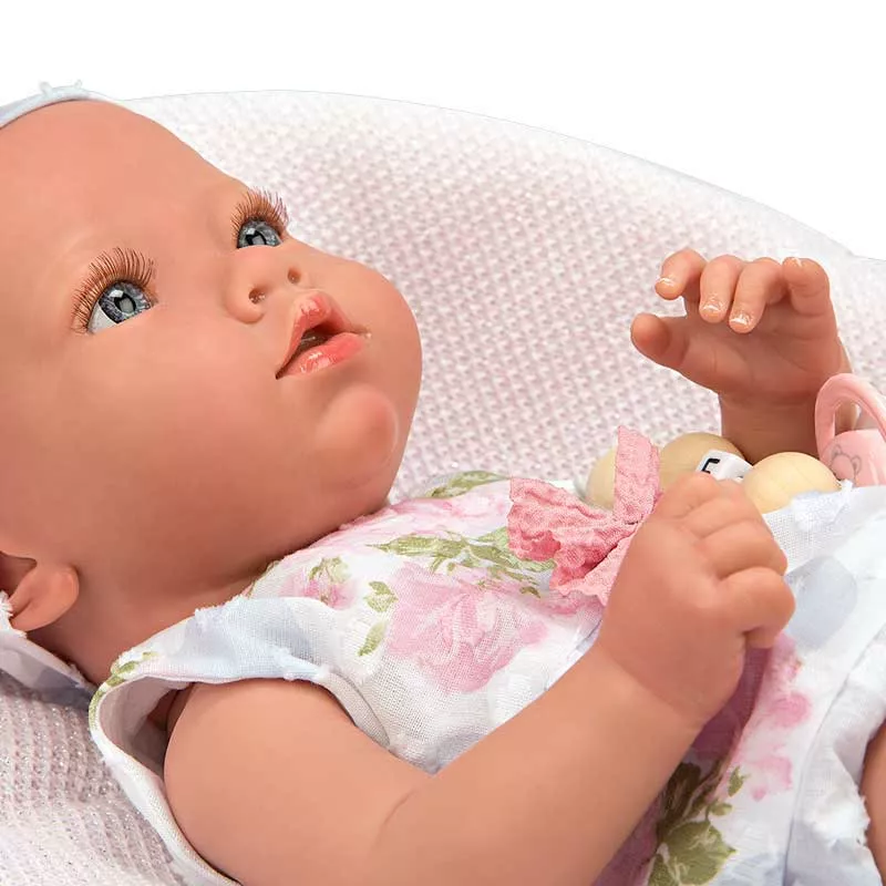 Doll-baby Inna with pink blanket and accessories - 38 cm