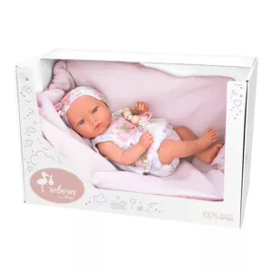 Doll-baby Inna with pink blanket and accessories - 38 cm