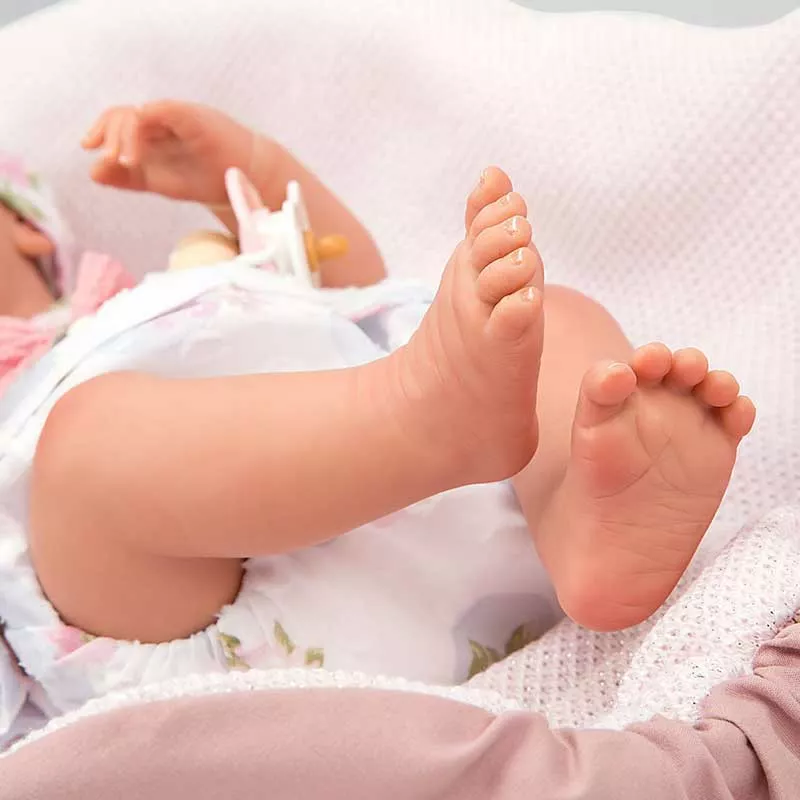 Doll-baby Inna with pink blanket and accessories - 38 cm