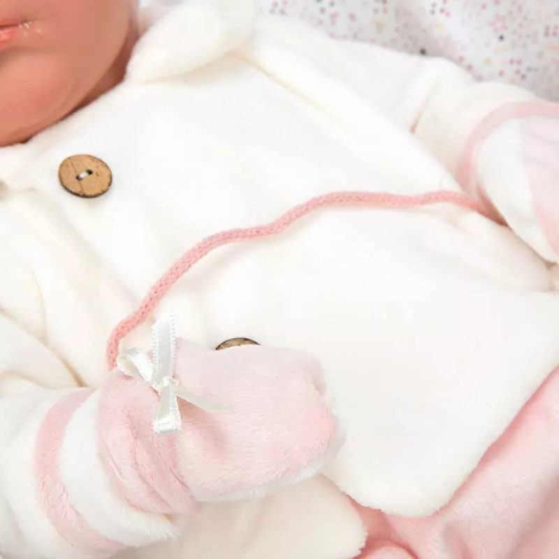 Doll baby Macarena with closed eyes and accessories - 45 cm