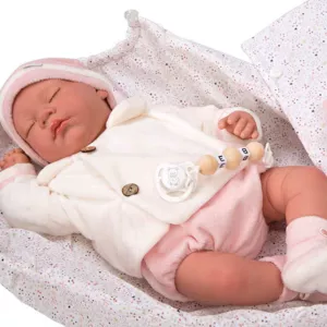 Doll baby Macarena with closed eyes and accessories - 45 cm