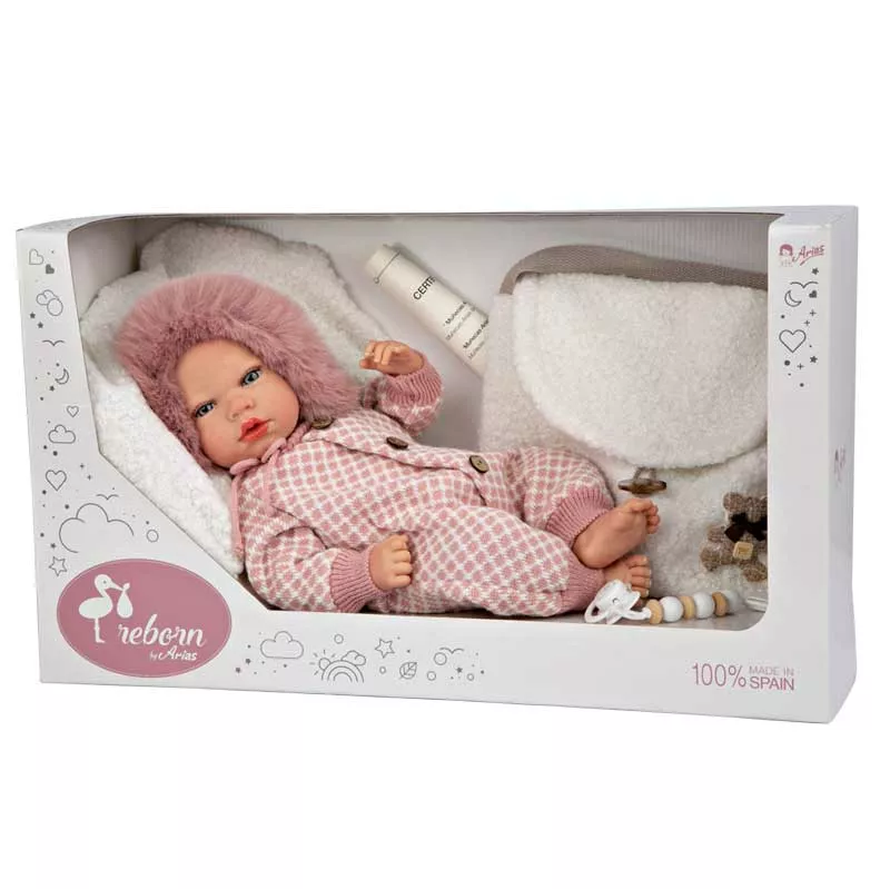 Doll-baby Manuela with white bag and pillow - 40 cm