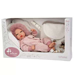 Doll-baby Manuela with white bag and pillow - 40 cm