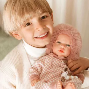 Doll-baby Manuela with white bag and pillow - 40 cm