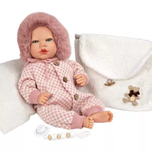 Doll-baby Manuela with white bag and pillow - 40 cm