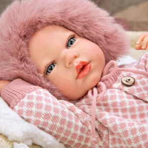 Doll-baby Manuela with white bag and pillow - 40 cm