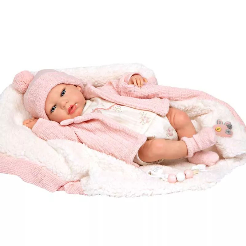 Doll-baby Marta with a soft pink blanket - 40 cm