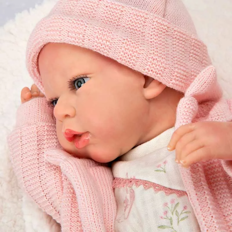 Doll-baby Marta with a soft pink blanket - 40 cm