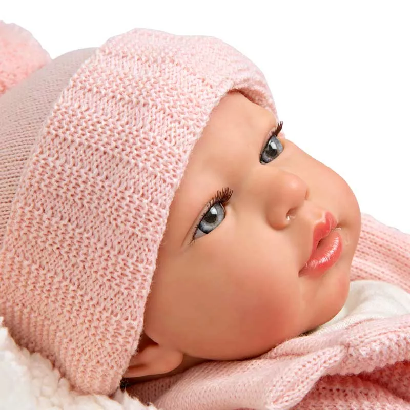Doll-baby Marta with a soft pink blanket - 40 cm