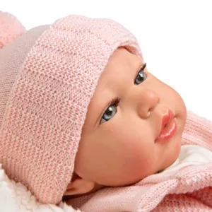 Doll-baby Marta with a soft pink blanket - 40 cm
