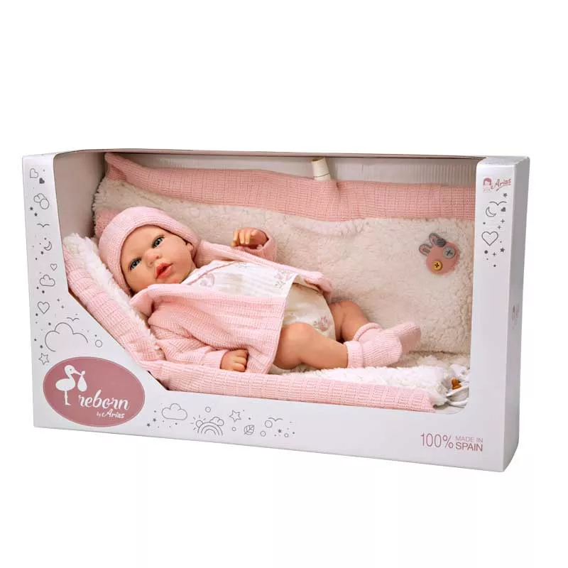 Doll-baby Marta with a soft pink blanket - 40 cm