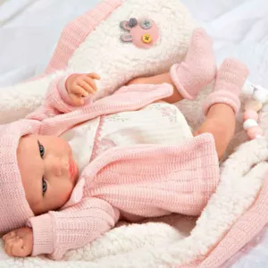 Doll-baby Marta with a soft pink blanket - 40 cm