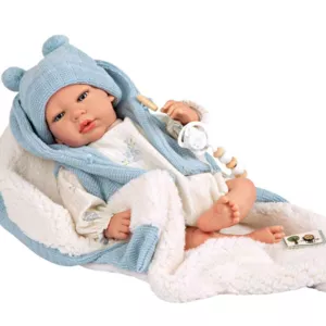 Doll-baby Martin with a fluffy blue blanket - 40 cm