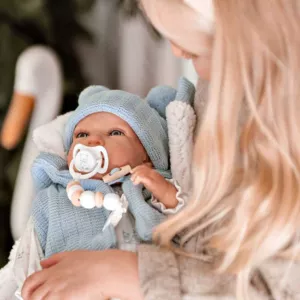 Doll-baby Martin with a fluffy blue blanket - 40 cm