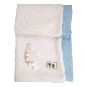 Doll-baby Martin with a fluffy blue blanket - 40 cm