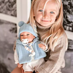 Doll-baby Martin with a fluffy blue blanket - 40 cm