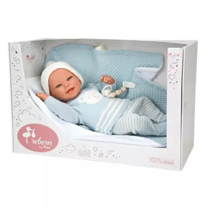 Doll Baby Paolo with blue blanket and accessories - 40 cm.