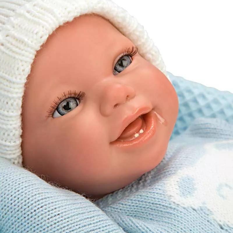 Doll Baby Paolo with blue blanket and accessories - 40 cm.