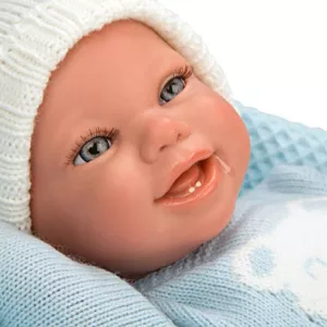 Doll Baby Paolo with blue blanket and accessories - 40 cm.