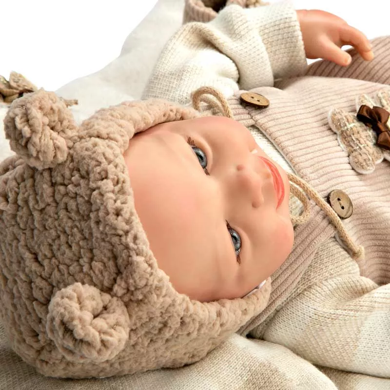 Doll-baby Ruben in a beige bear costume, actual weight - 45 cm