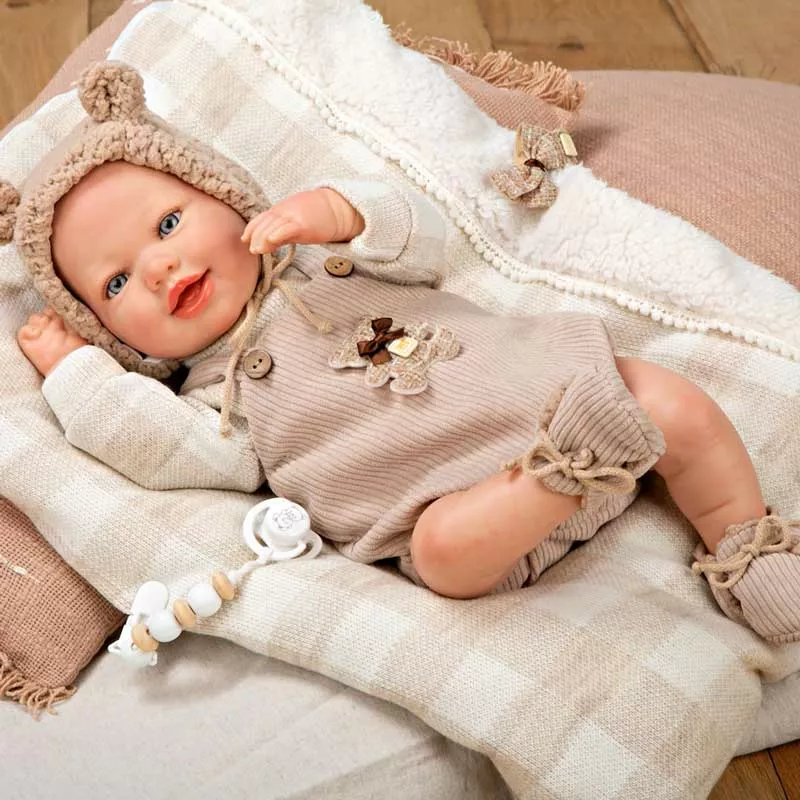 Doll-baby Ruben in a beige bear costume, actual weight - 45 cm