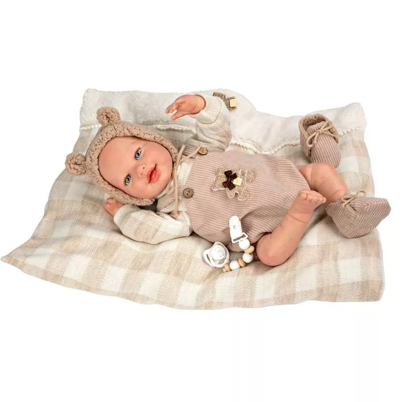 Doll-baby Ruben in a beige bear costume, actual weight - 45 cm