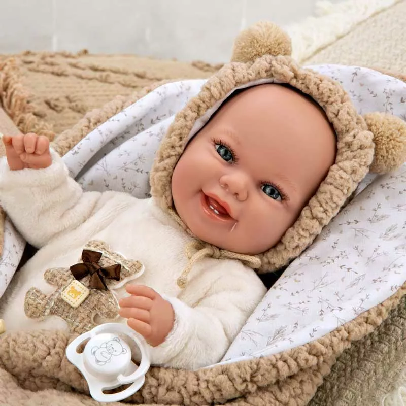 Doll-baby in bear romper with real weight - 35 cm