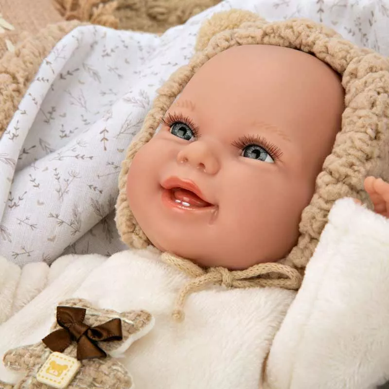 Doll-baby in bear romper with real weight - 35 cm