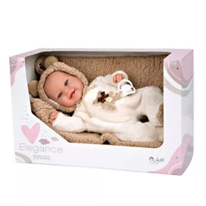 Doll-baby in bear romper with real weight - 35 cm