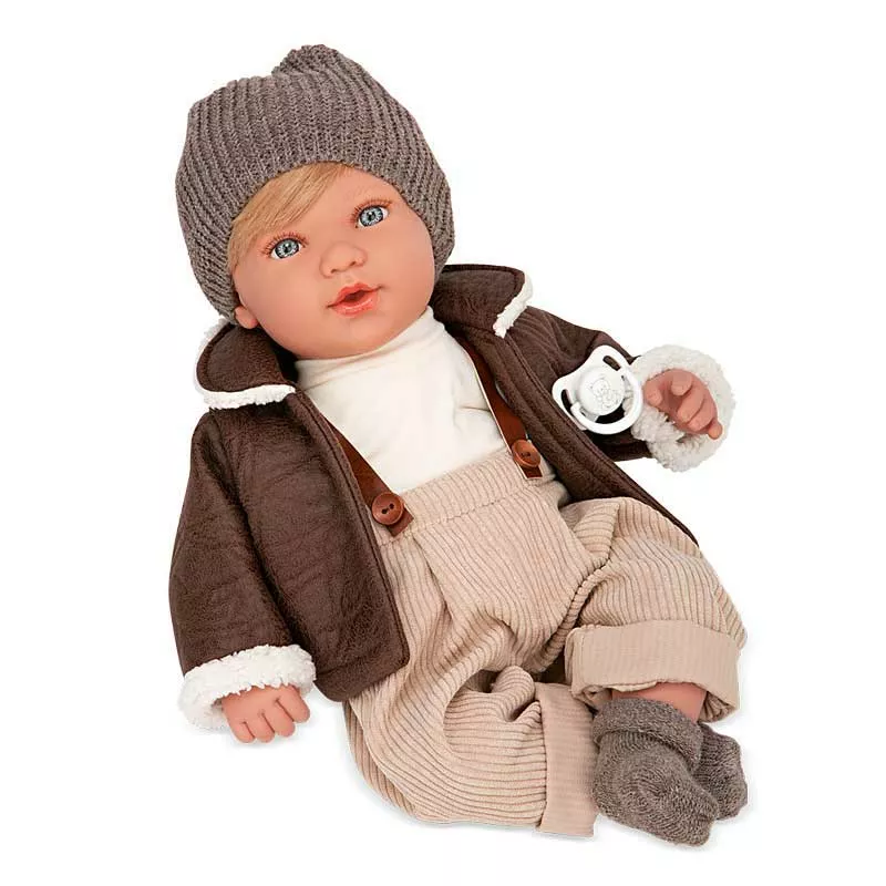 Irio doll with leather jacket and jeans, producing 14 different sounds - 45 cm