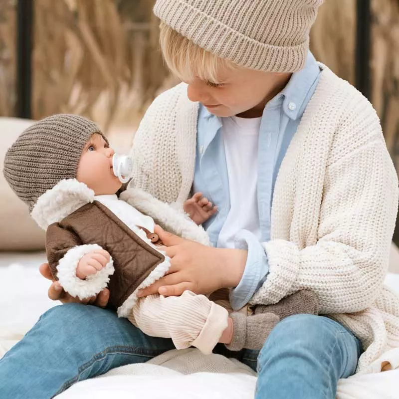 Irio doll with leather jacket and jeans, producing 14 different sounds - 45 cm