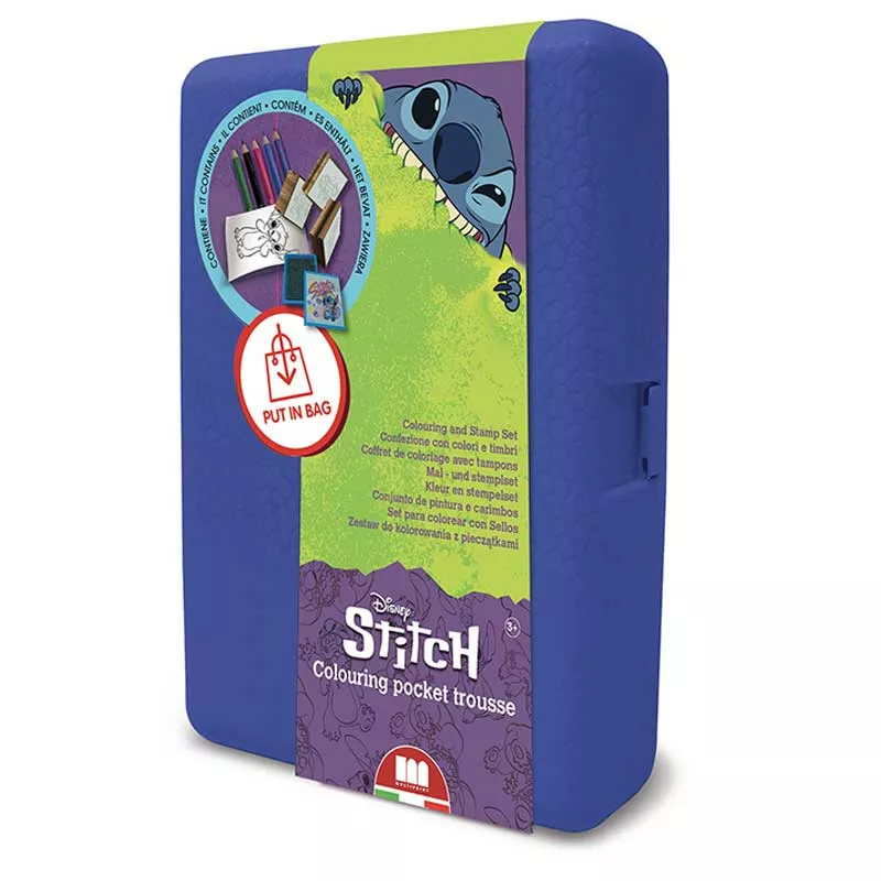 Storage box "Stitch" with coloring accessories and 3 stamps.