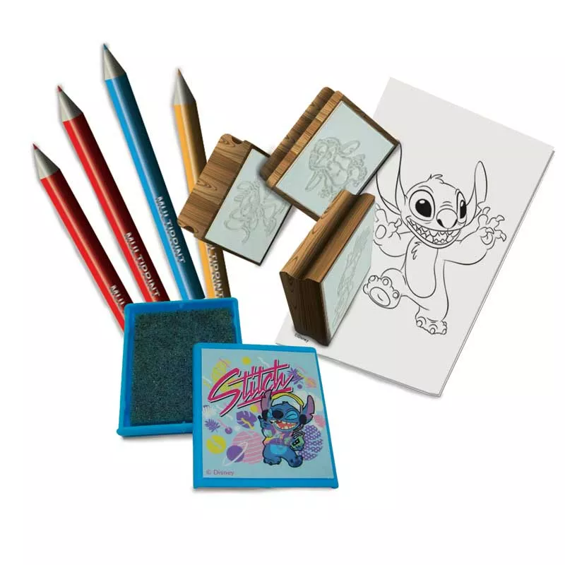 Storage box "Stitch" with coloring accessories and 3 stamps.