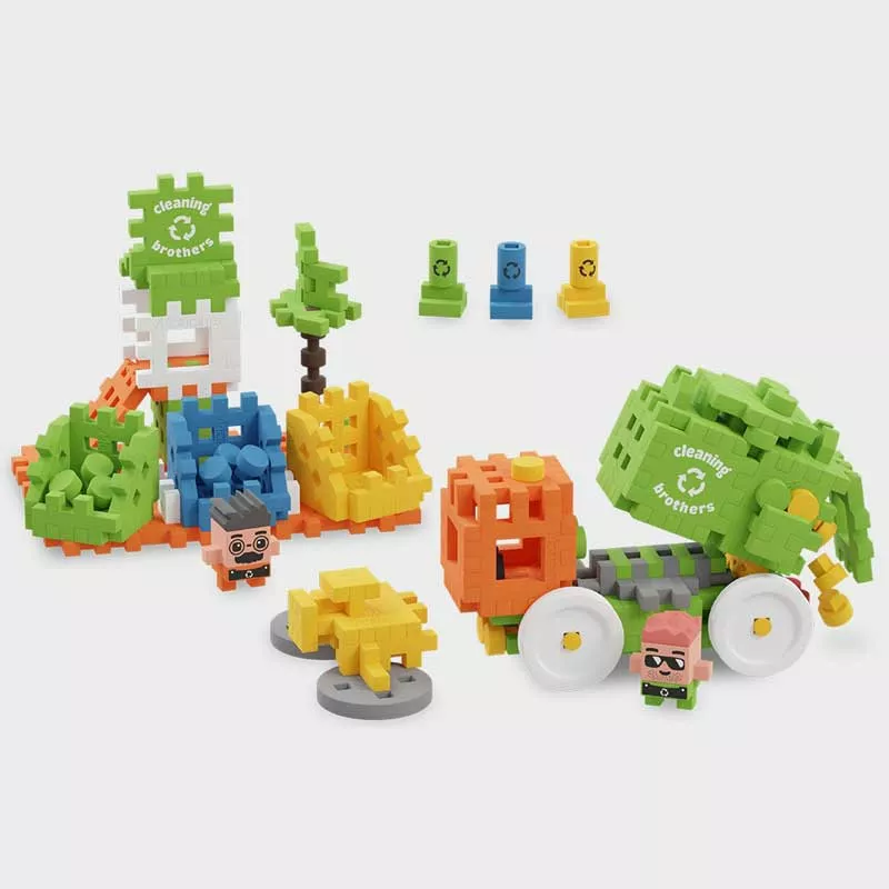 Mini waffle builder "City Center" - Garbage truck 148 pieces