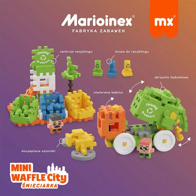 Mini waffle builder "City Center" - Garbage truck 148 pieces