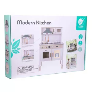 Modern wooden play kitchen in white color by Classic World.