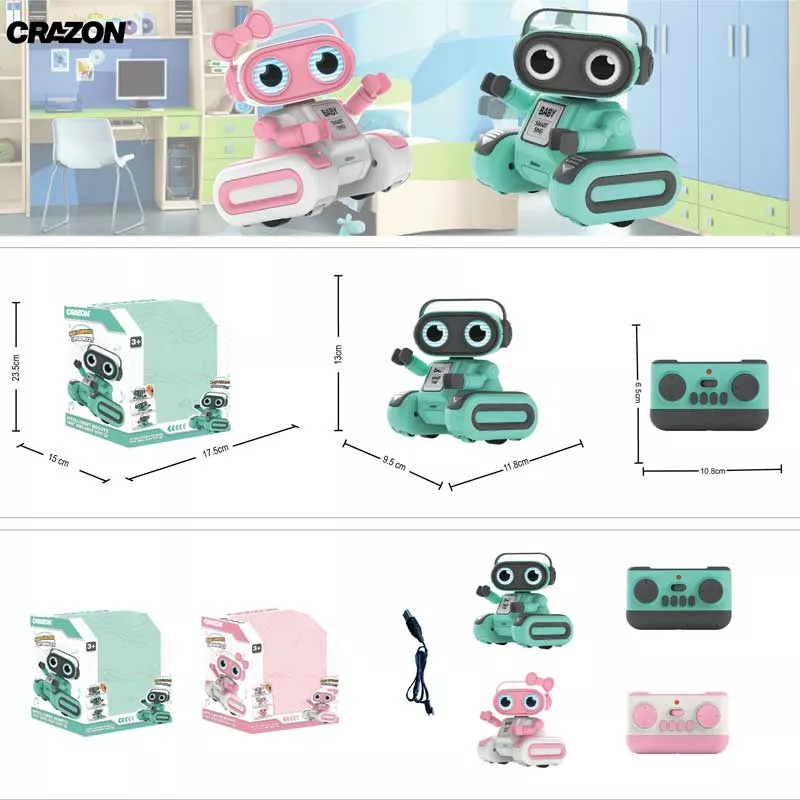 Musical pink robot with lights and recording function 1:16