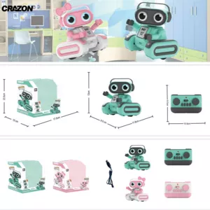 Musical pink robot with lights and recording function 1:16