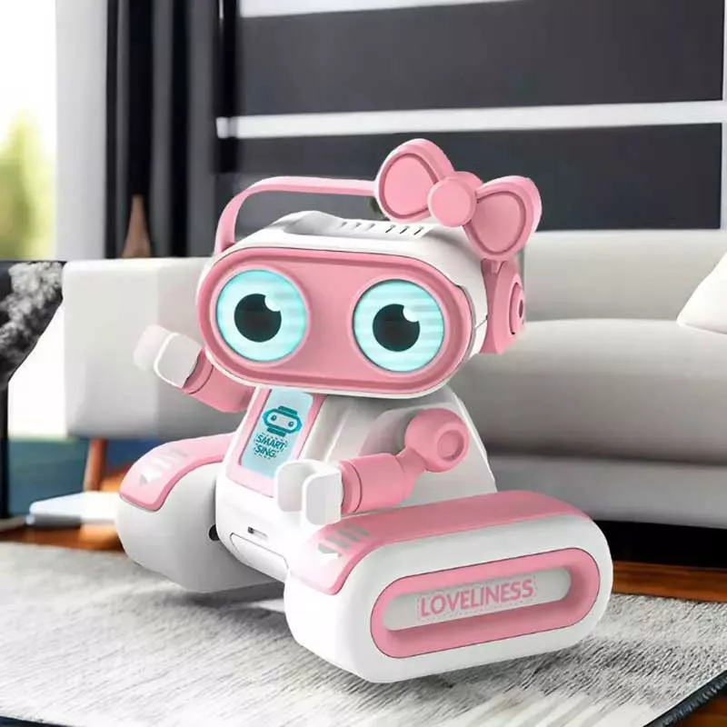 Musical pink robot with lights and recording function 1:16