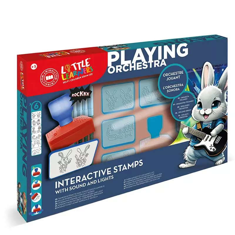 Educational set with 6 stamps with sounds of musical instruments.