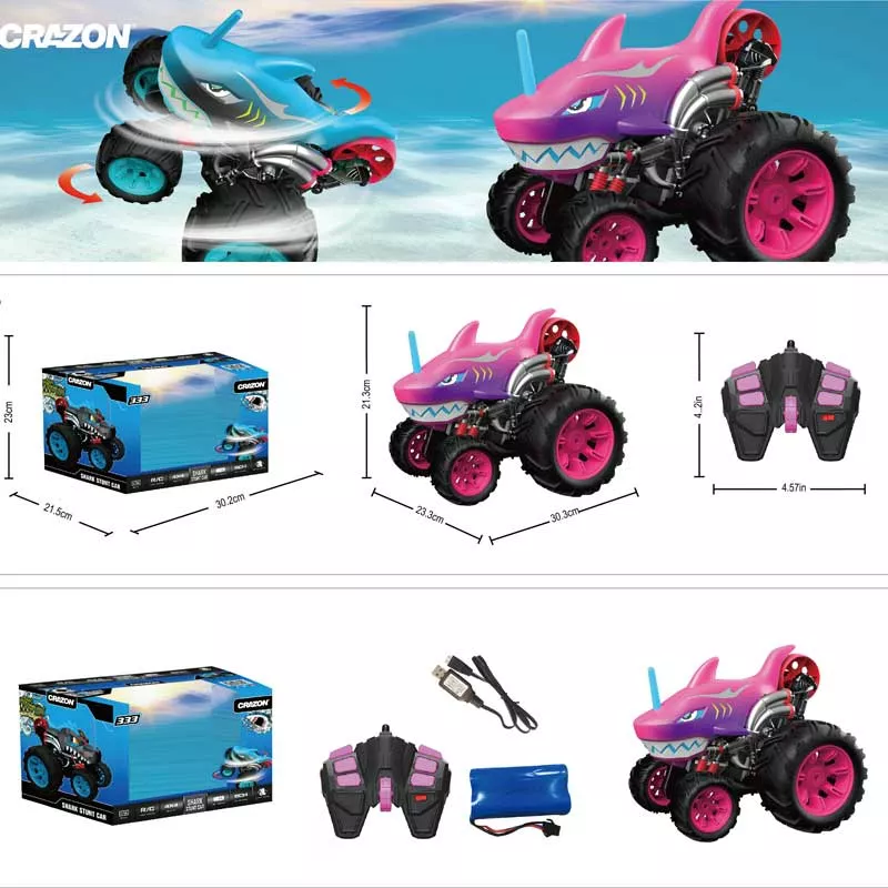 Off-road RC Jeep with 360° rotation, blue 1:16