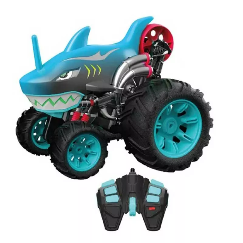 Off-road RC Jeep with 360° rotation, blue 1:16