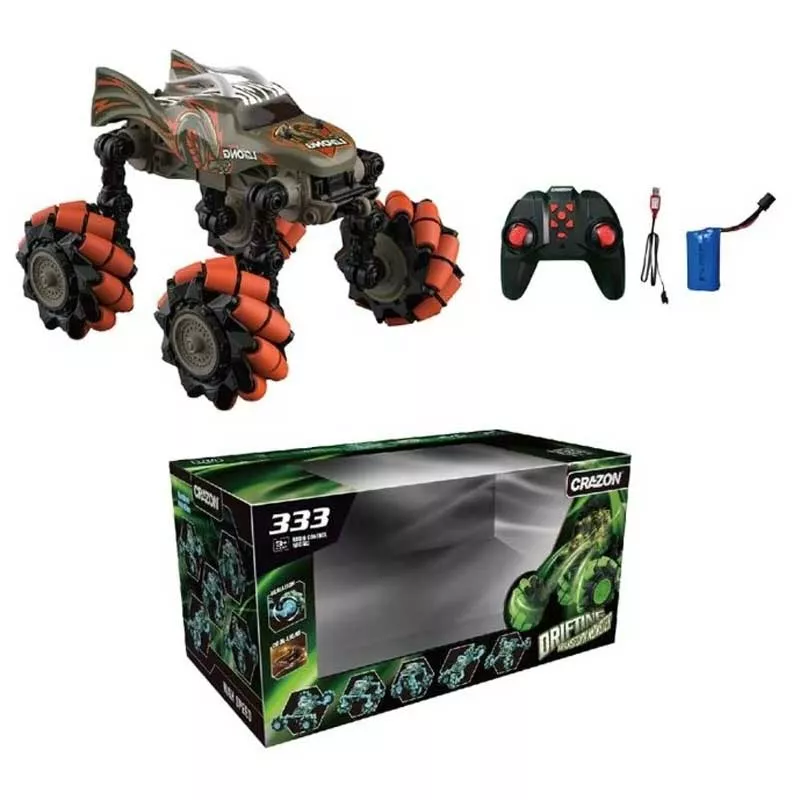 Off-road jeep with foldable wheels and RC control 1:18