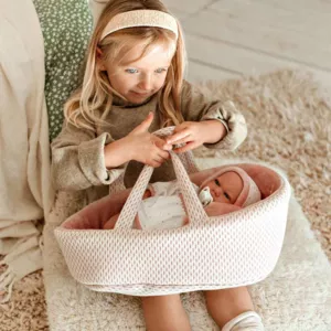 Crying doll-baby Lucia in a pink crib and a pacifier - 40 cm