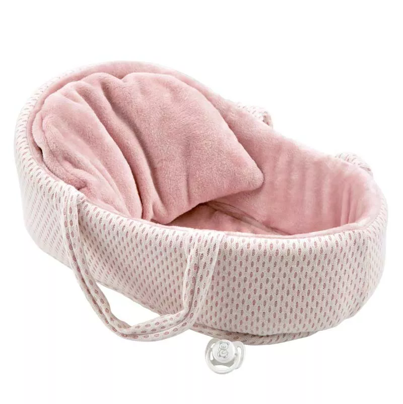 Crying doll-baby Lucia in a pink crib and a pacifier - 40 cm