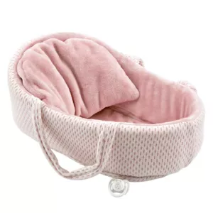 Crying doll-baby Lucia in a pink crib and a pacifier - 40 cm