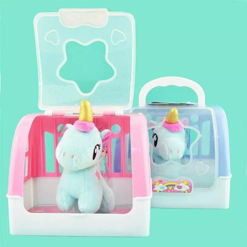 Plush unicorn with wings in a small suitcase, assortment