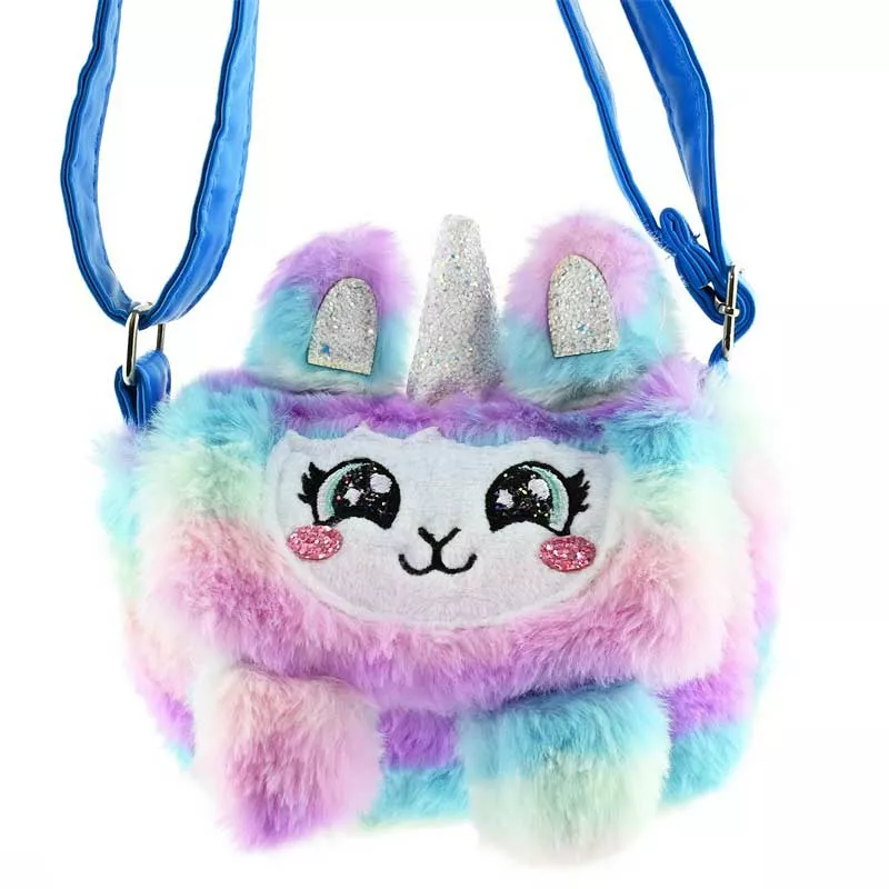 Plush shoulder bag for girls "Colorful Unicorn", 18 cm